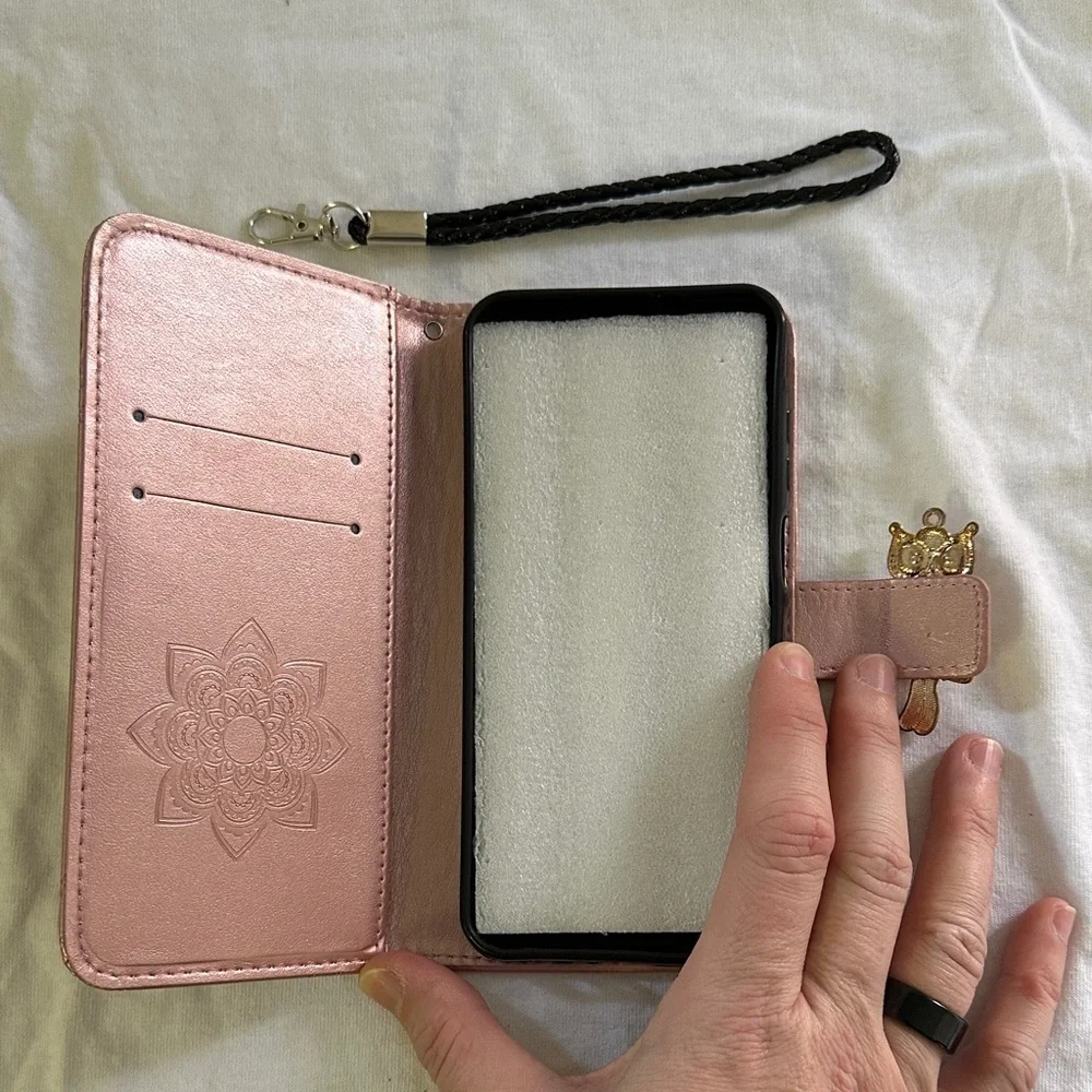 Owl Embossed Pink Samsung Galaxy A25 Wallet Case